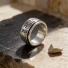 Hebrew Spinner Ring Sterling Silver, 12mm Wide Band, Three Custom Engraved Bible Verses - handmade in Israel
