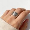 Hebrew Spinner Ring Sterling Silver, 12mm Wide Band, Three Custom Engraved Bible Verses - handmade in Israel