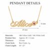Solid Gold Name Necklace 14K Yellow or White, Birthstone Flower Charm, Cursive Nameplate 45mm - handmade in Israel