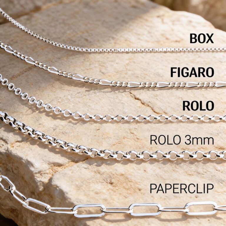 Sterling silver chain only, box rolo figaro styles