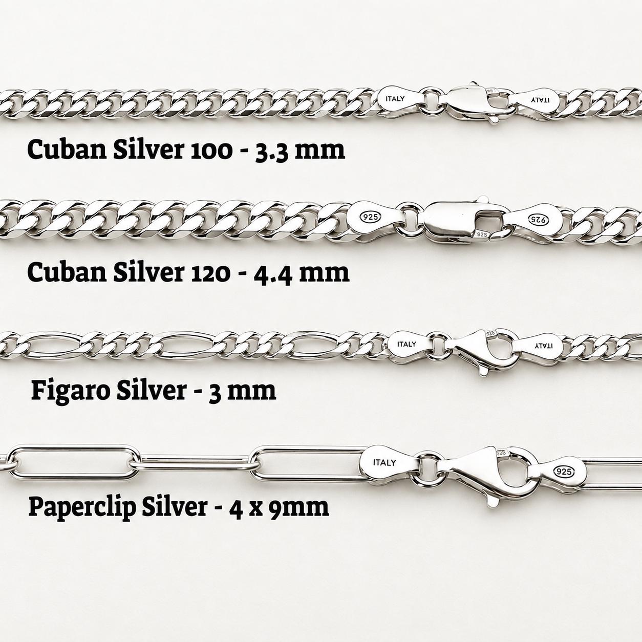 Sterling Silver Chain Only, Box, Rolo, Figaro, Cuban, Paperclip or Rope Sterling Silver Chain Only, Box, Rolo, Figaro, Cuban, Paperclip or Rope