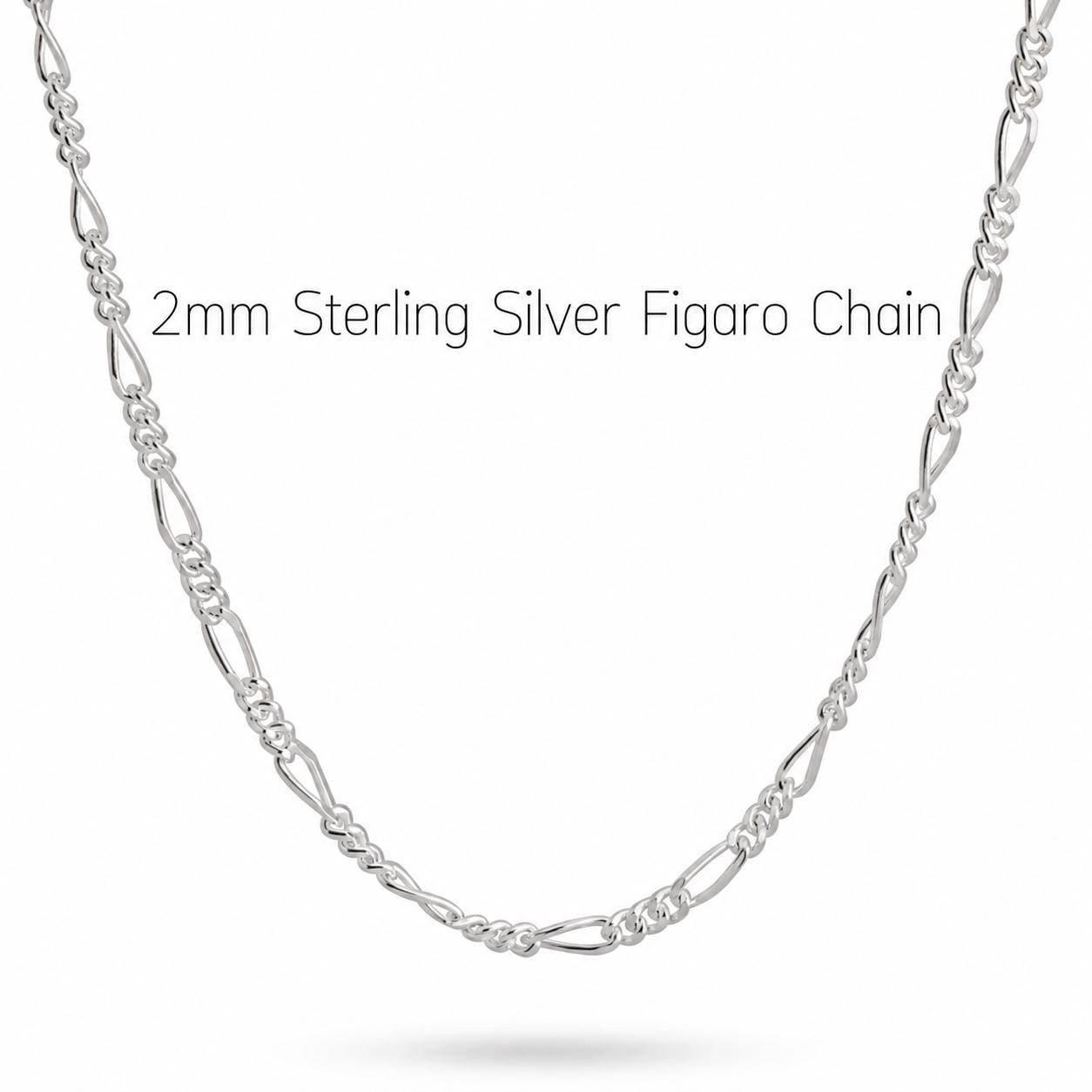 Sterling Silver Chain Only, Box, Rolo, Figaro, Cuban, Paperclip or Rope Sterling Silver Chain Only, Box, Rolo, Figaro, Cuban, Paperclip or Rope