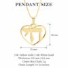 14K Gold Heart Necklace with Hebrew Chai, Solid Yellow or White, 21mm Judaica Pendant - handmade in Israel