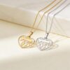 14K Gold Heart Necklace with Hebrew Chai, Solid Yellow or White, 21mm Judaica Pendant - handmade in Israel