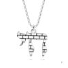 Chai Pendant Necklace Sterling Silver, Jerusalem Western Wall Brick Pattern, 21mm Hebrew Life Symbol - handmade in Israel