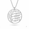 Family Tree Necklace with Engraved Hebrew Names, Sterling Silver Grandmother Pendant - handmade in Israel