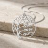 Family Tree Necklace with Engraved Hebrew Names, Sterling Silver Grandmother Pendant - handmade in Israel