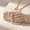 Family Tree Necklace with Engraved Hebrew Names, Sterling Silver Grandmother Pendant - handmade in Israel