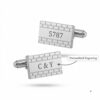 Engraved Cufflinks Sterling Silver, Custom Hebrew or English Text, Western Wall Brick Border, 24mm - handmade in Israel
