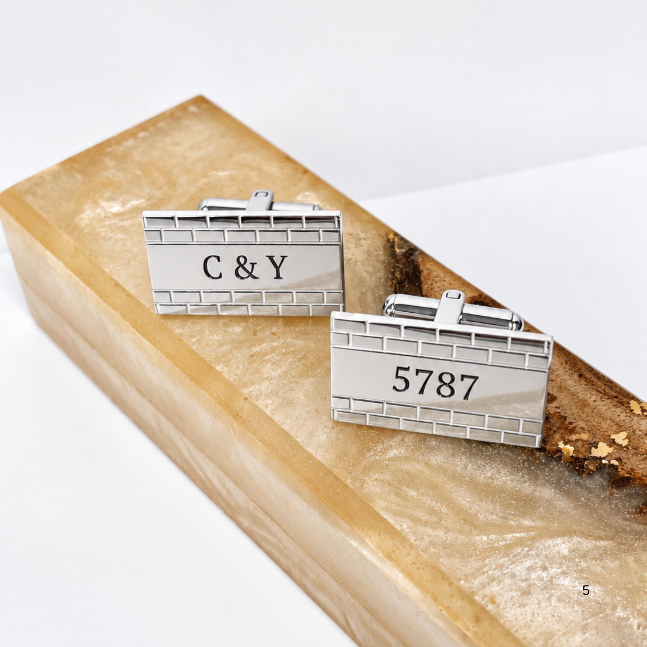 Engraved Cufflinks Sterling Silver, Custom Hebrew or English Text, Western Wall Brick Border Engraved Cufflinks Sterling Silver, Custom Hebrew or English Text, Western Wall Brick Border