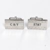 Engraved Cufflinks Sterling Silver, Custom Hebrew or English Text, Western Wall Brick Border, 24mm - handmade in Israel