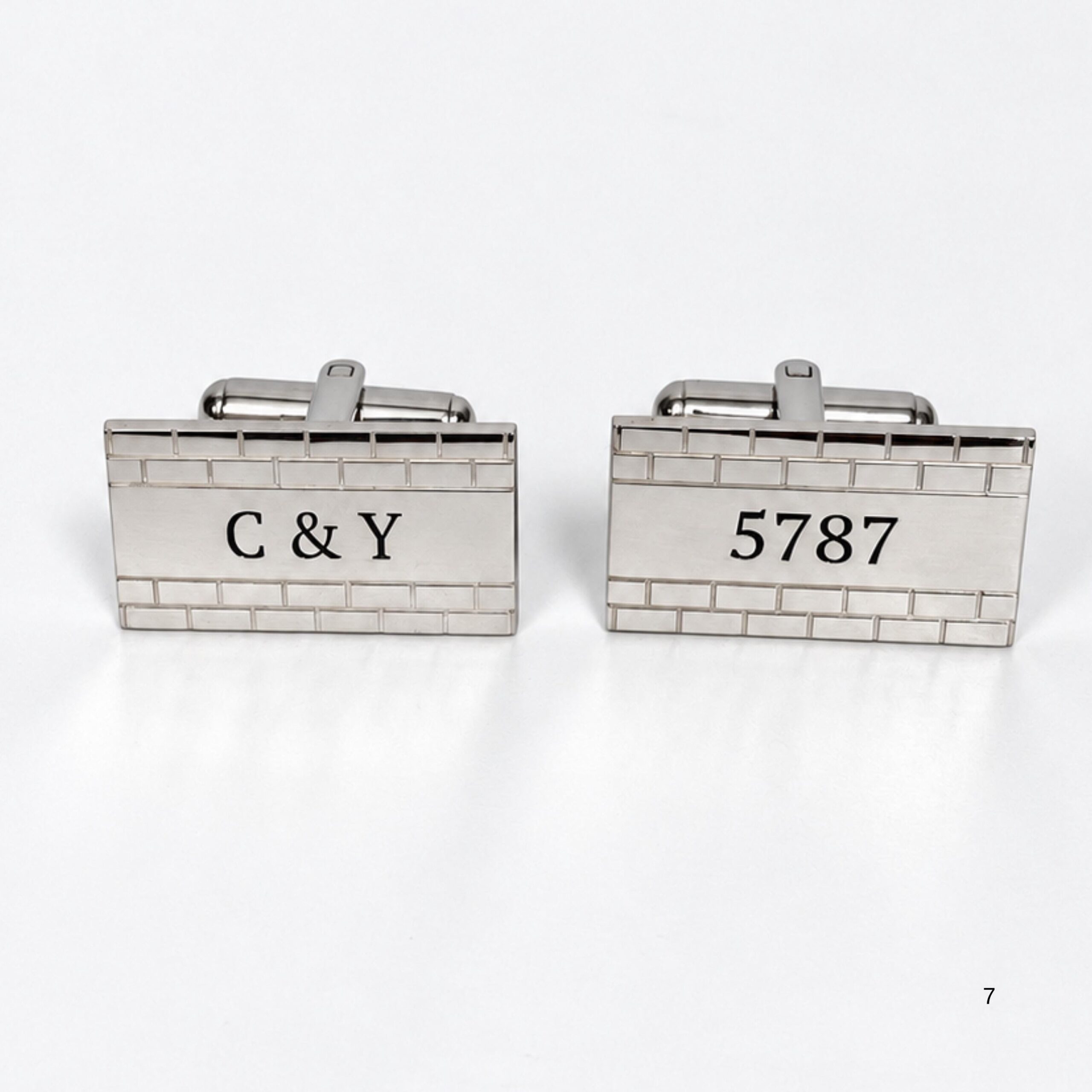 Engraved Cufflinks Sterling Silver, Custom Hebrew or English Text, Western Wall Brick Border Engraved Cufflinks Sterling Silver, Custom Hebrew or English Text, Western Wall Brick Border