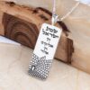 Western Wall Dog Tag Necklace Sterling Silver, Hebrew Verse Engraving, 40mm Pendant - handmade in Israel