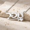Personalized Hebrew name necklace, sterling silver script nameplate, handmade in Israel