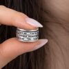 Hebrew Spinner Ring Sterling Silver, 12mm Wide Band, Three Custom Engraved Bible Verses - handmade in Israel