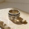 Hebrew Spinner Ring Sterling Silver, 12mm Wide Band, Three Custom Engraved Bible Verses - handmade in Israel
