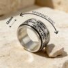 Hebrew Spinner Ring Sterling Silver, 12mm Wide Band, Three Custom Engraved Bible Verses - handmade in Israel