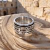 Hebrew Spinner Ring Sterling Silver, 12mm Wide Band, Three Custom Engraved Bible Verses - handmade in Israel