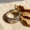 Hebrew Spinner Ring Sterling Silver, 12mm Wide Band, Three Custom Engraved Bible Verses - handmade in Israel