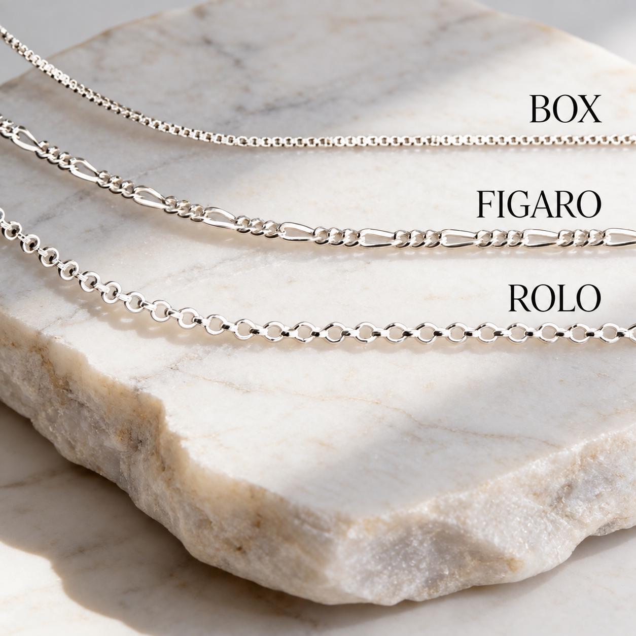 Sterling Silver Chain Only, Box, Rolo, Figaro, Cuban, Paperclip or Rope Sterling Silver Chain Only, Box, Rolo, Figaro, Cuban, Paperclip or Rope