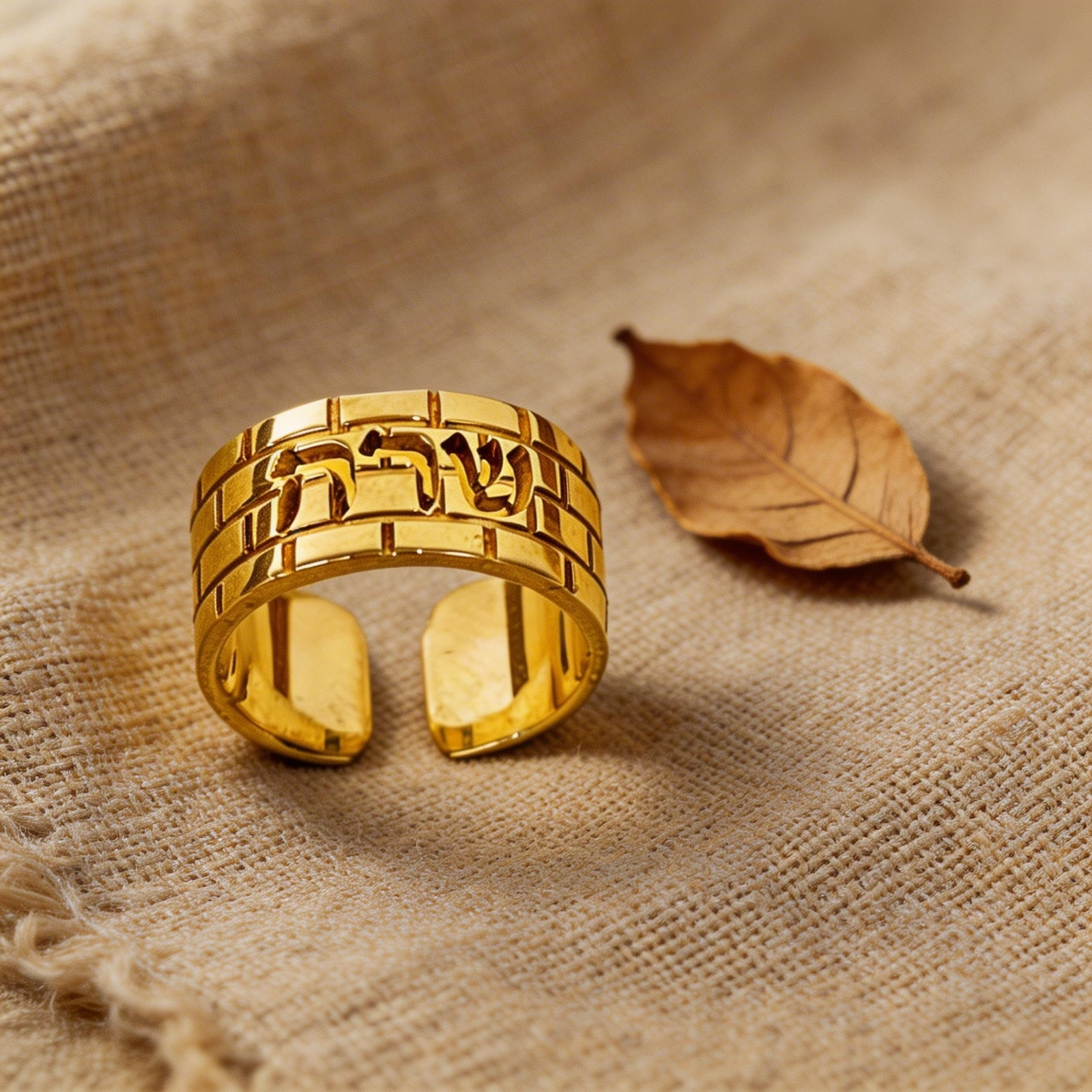 Hebrew Name Ring 14K Solid Gold, Western Wall Open Band, Yellow or White, 7mm Wide Hebrew Name Ring 14K Solid Gold, Western Wall Open Band, Yellow or White, 7mm Wide