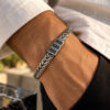 Men's Hebrew name bead bracelet worn on the wrist, stainless steel wheat chain with engraved names