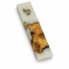 White epoxy olive wood mezuzah case, Style 10, on a white background - each piece is one of a kind