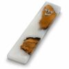 White epoxy olive wood mezuzah case, Style 11, on a white background - each piece is one of a kind