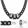Size guide for the black Hebrew name necklace: each bead 10 x 5 mm (0.39 x 0.20 in), Cuban chain 6.2 mm (0.24 in) wide