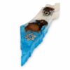 Israel map olive wood mezuzah case, Style 6, blue epoxy resin on a white background - each piece is one of a kind
