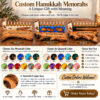 Custom Hanukkah menorah guide: choose menorah color, shamash color and base text