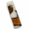 White epoxy olive wood mezuzah case, Style 4, on a white background - each piece is one of a kind
