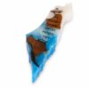 Israel map olive wood mezuzah case, Style 7, blue epoxy resin on a white background - each piece is one of a kind