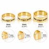 Size guide showing the Hebrew ring in 4 mm, 6 mm and 8 mm band widths