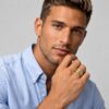 Man wearing a 14K gold Hebrew verse wedding band